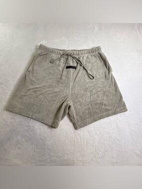 Fear of God Essentials  Men's Terry Cloth Drawstring Shorts - Gray beige color